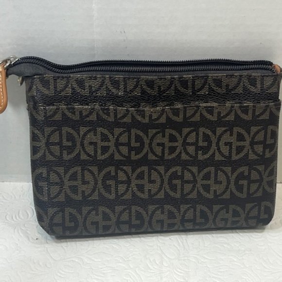 Giani Bernini Brown Block Signature Zip Wallet Clutch Small Purse 7.5"x5.25" - Picture 2 of 14